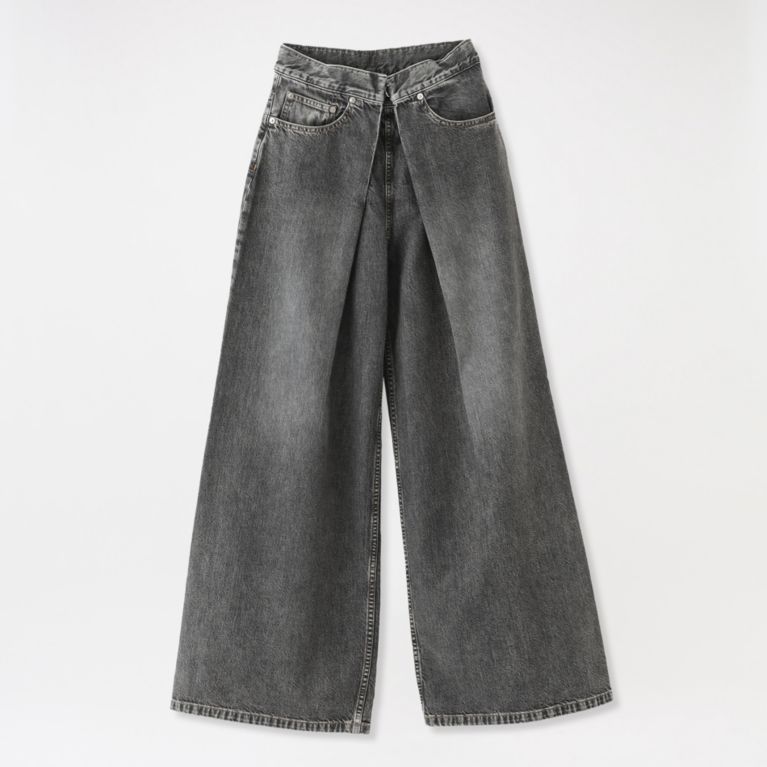 JOHN LAWRENCE SULLIVAN】デニムパンツ WASHED DENIM WIDE PANTS(SHORT