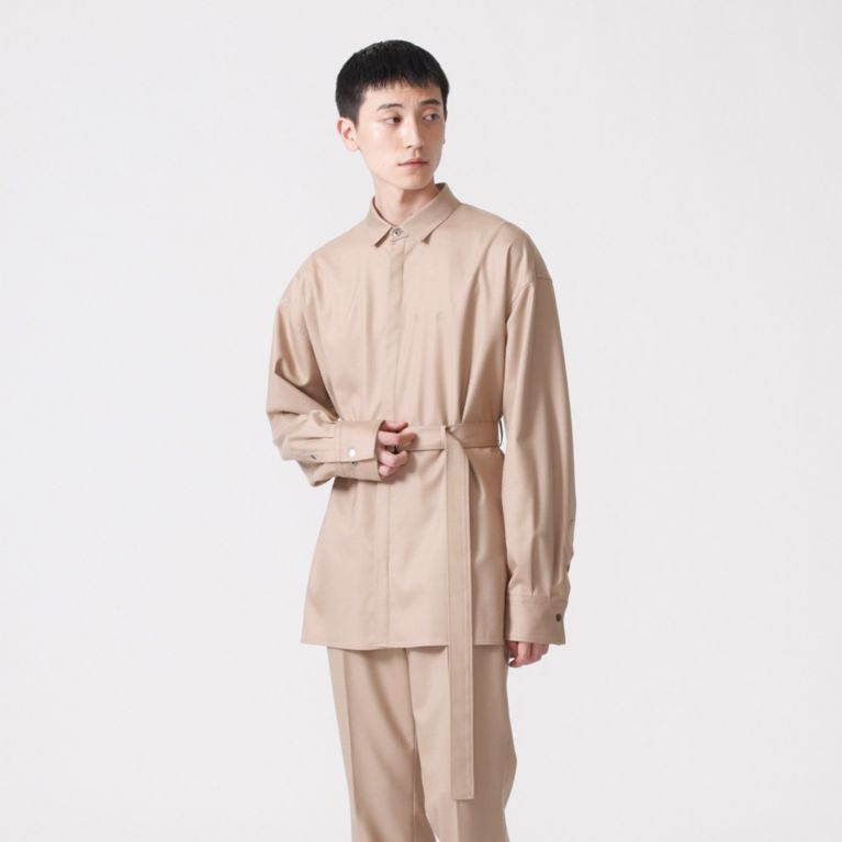 【LOVELESS】 【Education from Youngmachines】ベルテッド ロングシャツ ベージュ3