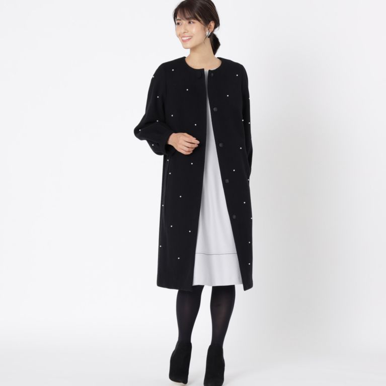 【TO BE CHIC】 ブロッサムパール コート ブラック