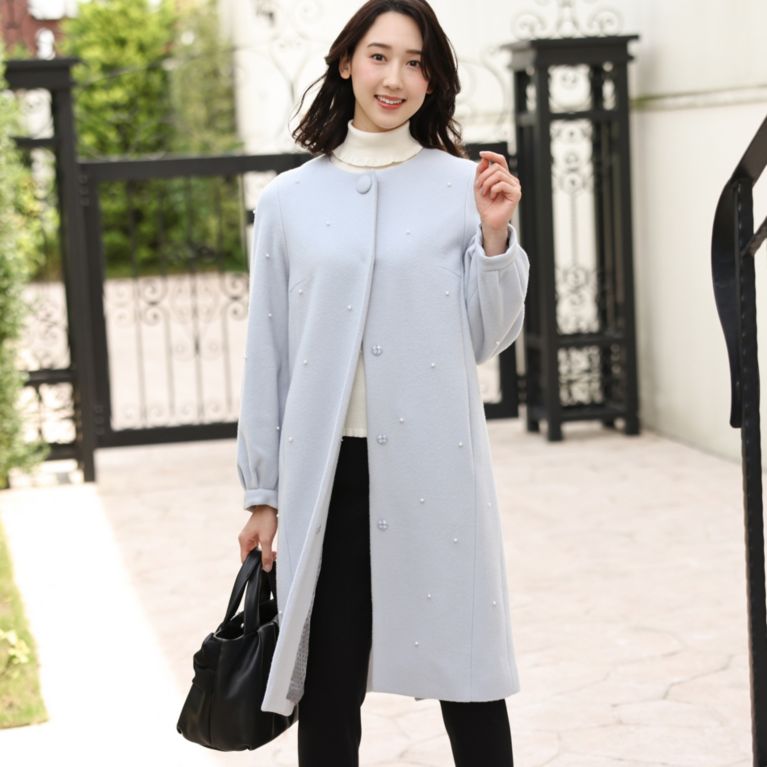 【TO BE CHIC】 ブロッサムパール コート ブルー