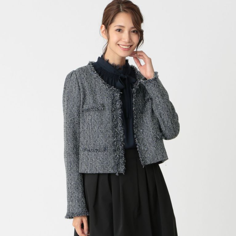 【TO BE CHIC】 リボンリリージャケット ネイビー
