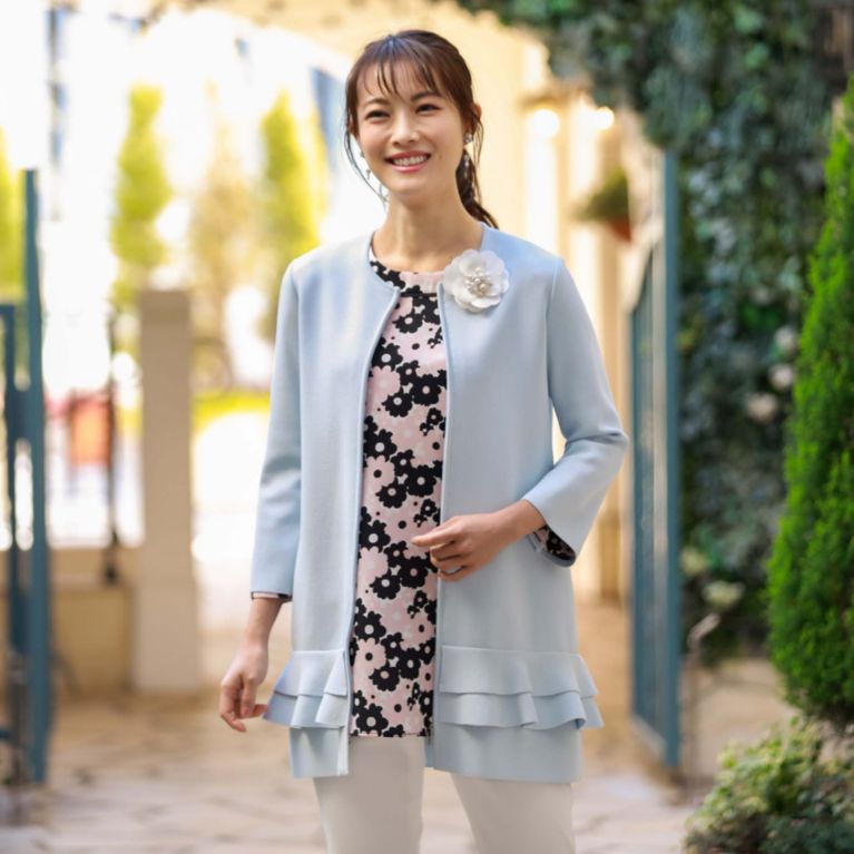 【TO BE CHIC】 サーブルストレッチニットコート サックスブルー