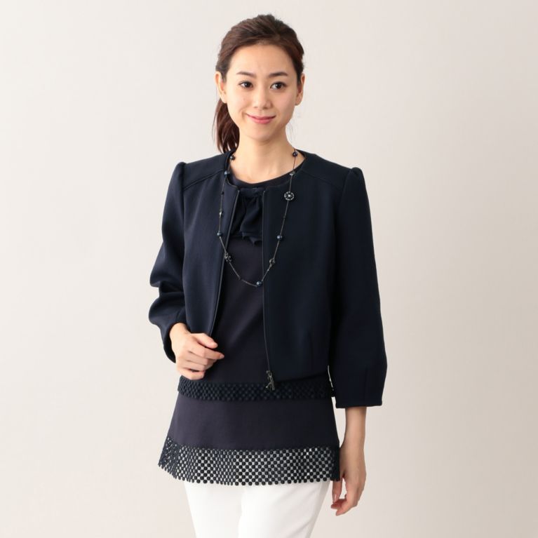 【TO BE CHIC】 エンゼルヤーンニットジャケット ネイビー