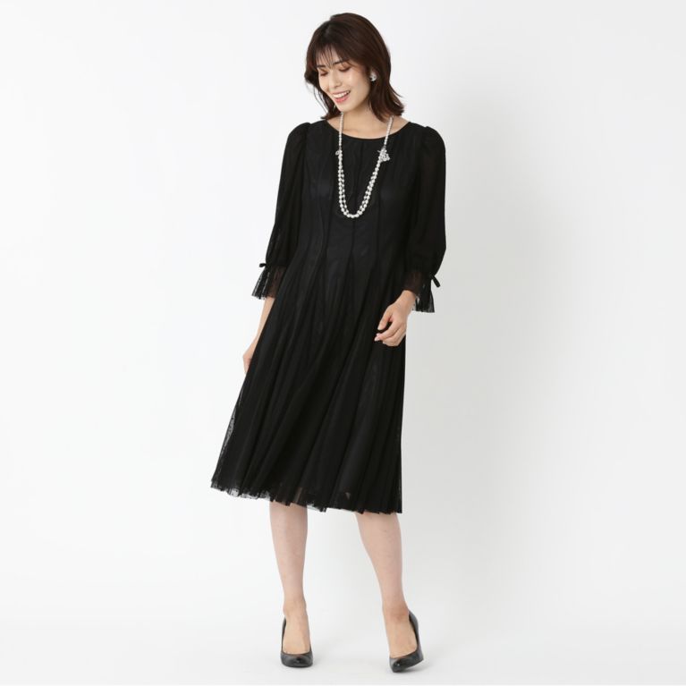 【TO BE CHIC】 ドットチュール ブラックドレス ブラック