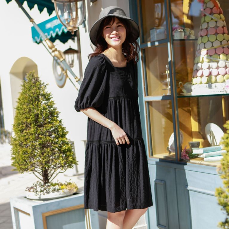 【TO BE CHIC】 【CAPSULE COLLECTION】ふくれジャカード ワンピース ブラック