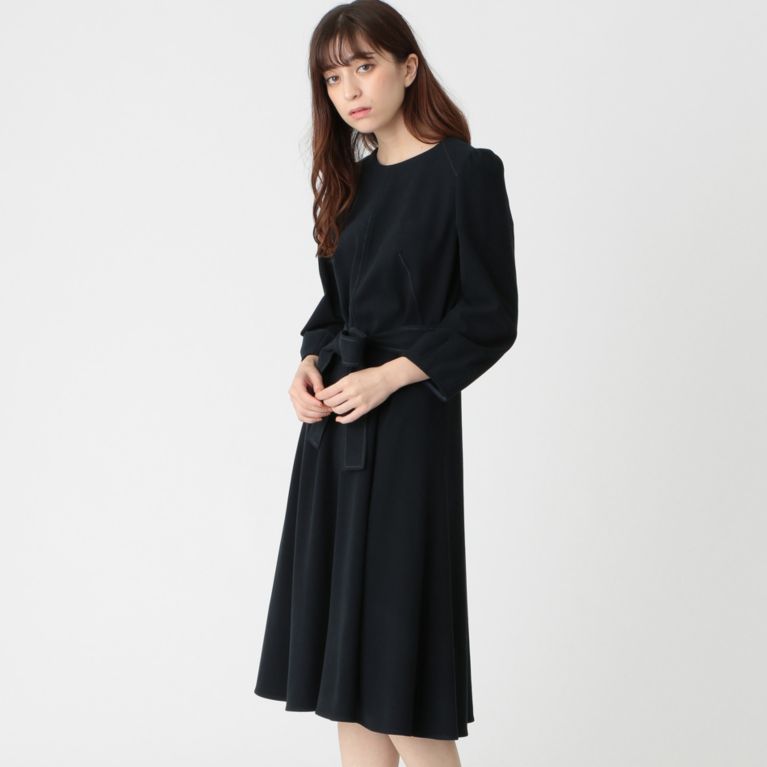 【TO BE CHIC】 スウェードタッチジャージドレス ネイビー