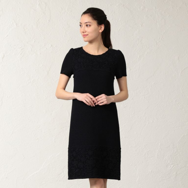 【TO BE CHIC】 ヌーボークロシェレースコンビドレス ネイビー