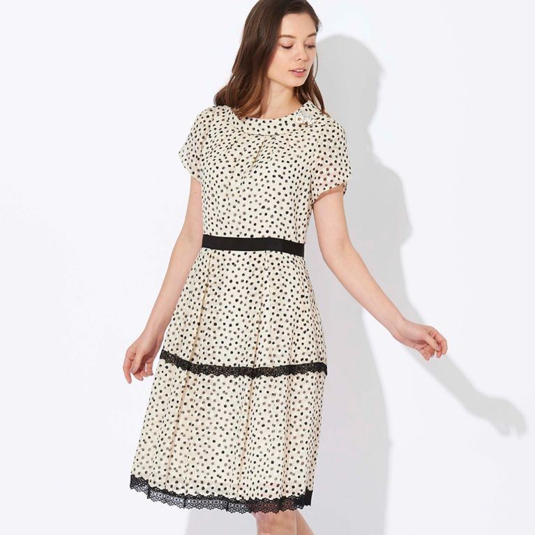 【TO BE CHIC】 ドットプリントワンピース ベージュ