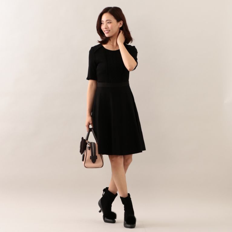 【TO BE CHIC】 フラワーレースコンビニットドレス ブラック