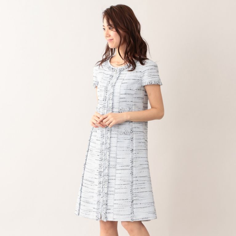 To Be Chic トゥー ビー シック ワンピース Platine フラワーノットツイードドレス Sanyo Istore サンヨー アイストア