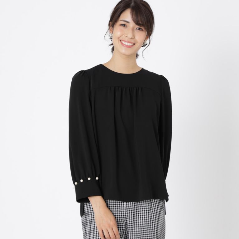 【TO BE CHIC】 サテン ブラウス ブラック