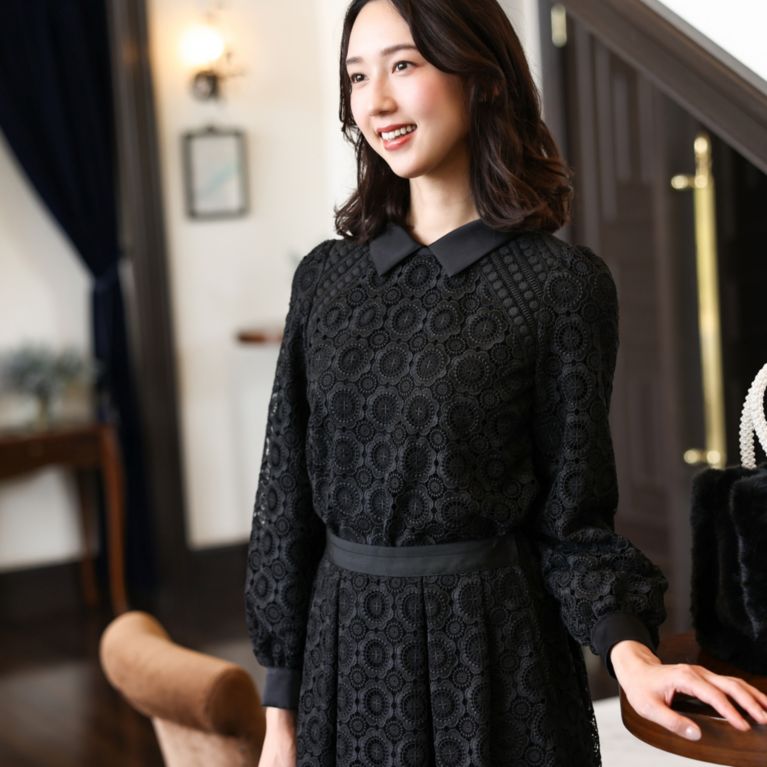 【TO BE CHIC】 ケミカルレース ブラウス ブラック