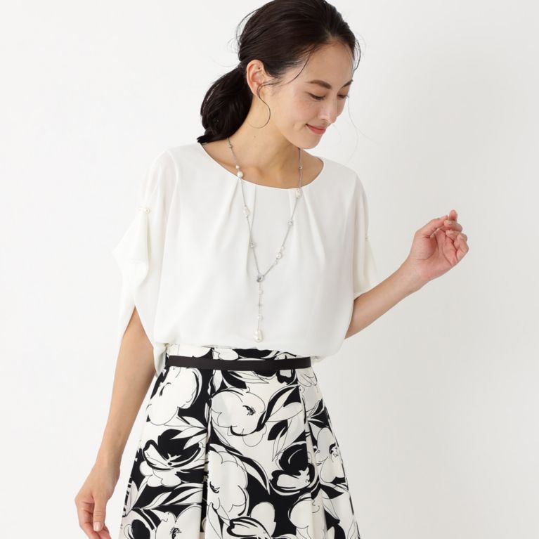 【TO BE CHIC】 ソフトジョーゼット ブラウス オフホワイト