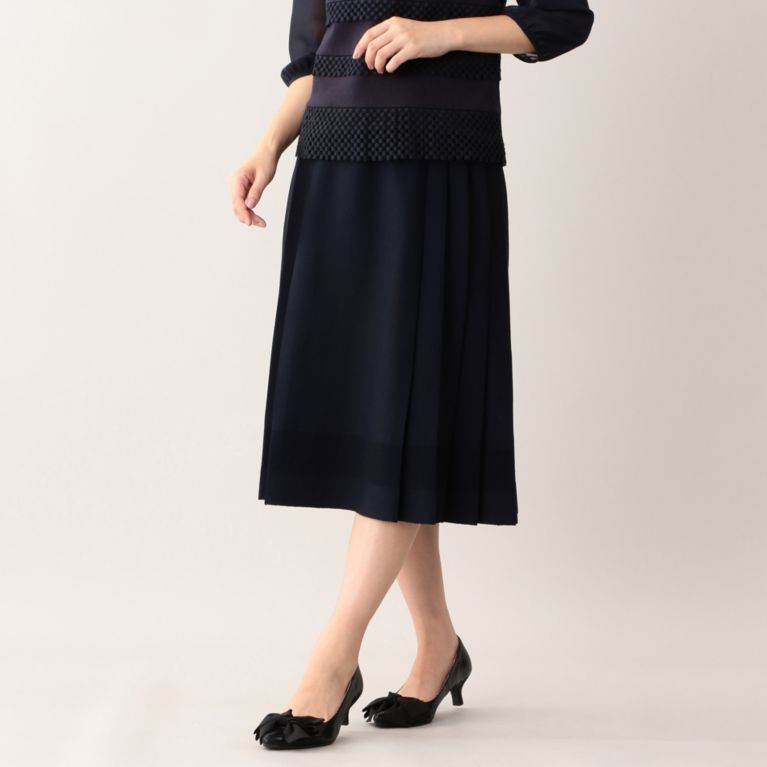 【TO BE CHIC】 サーブルストレッチスカート ネイビー