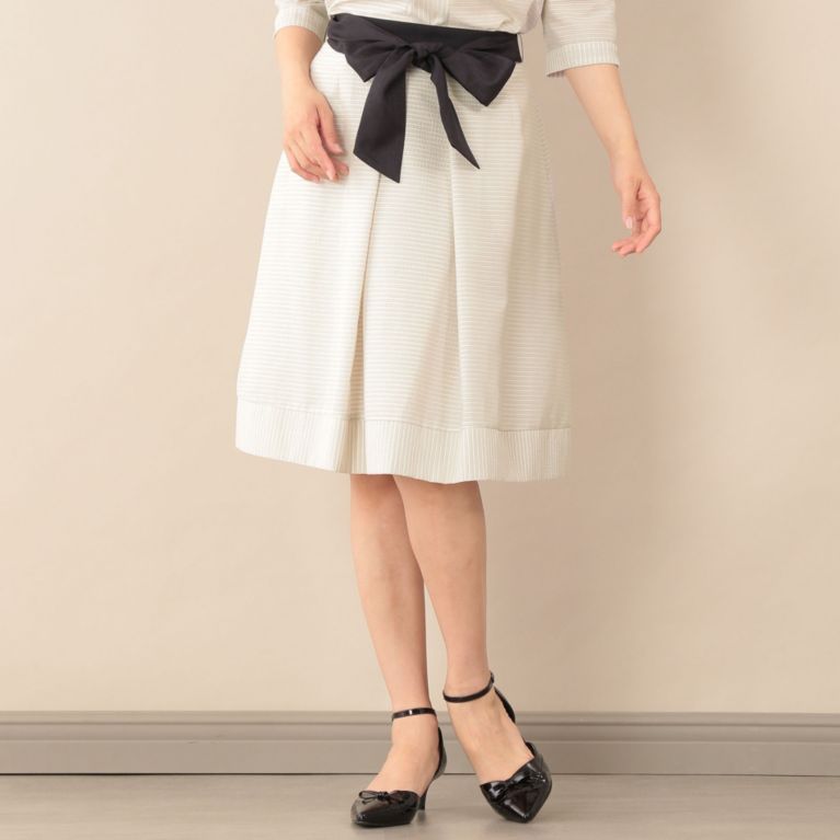 【TO BE CHIC】 【Sサイズ～】【ウォッシャブル】サッカーボーダースカート ベージュ