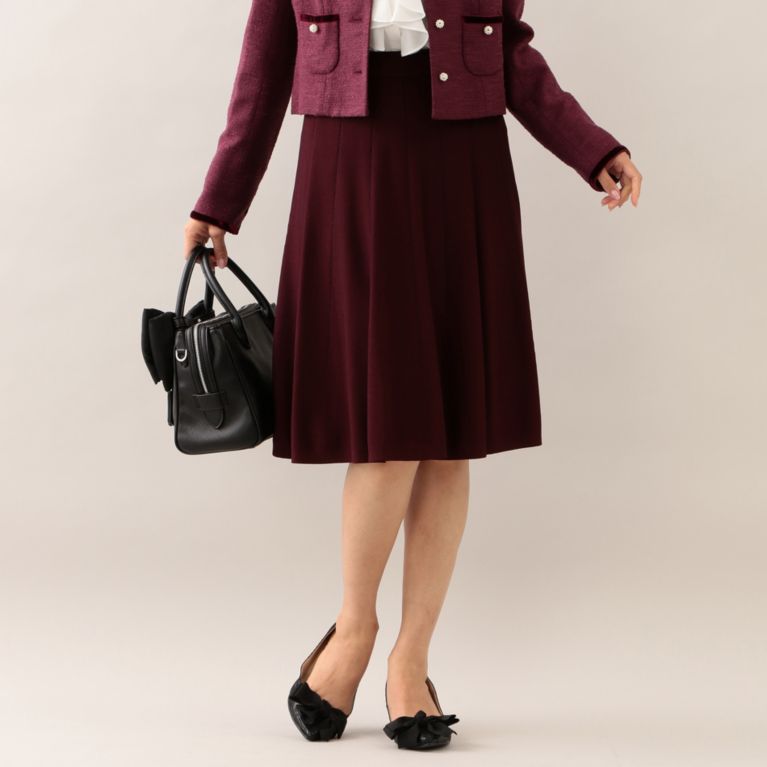【TO BE CHIC】 ハイツイストレーヨンニットスカート ボルドー