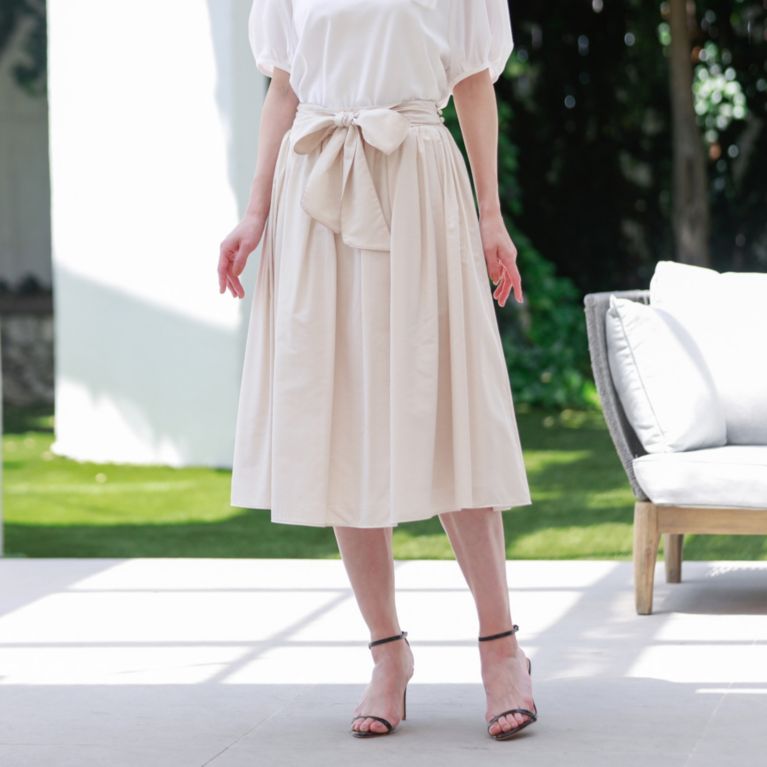 【TO BE CHIC】 マイクロギンガム スカート ベージュ