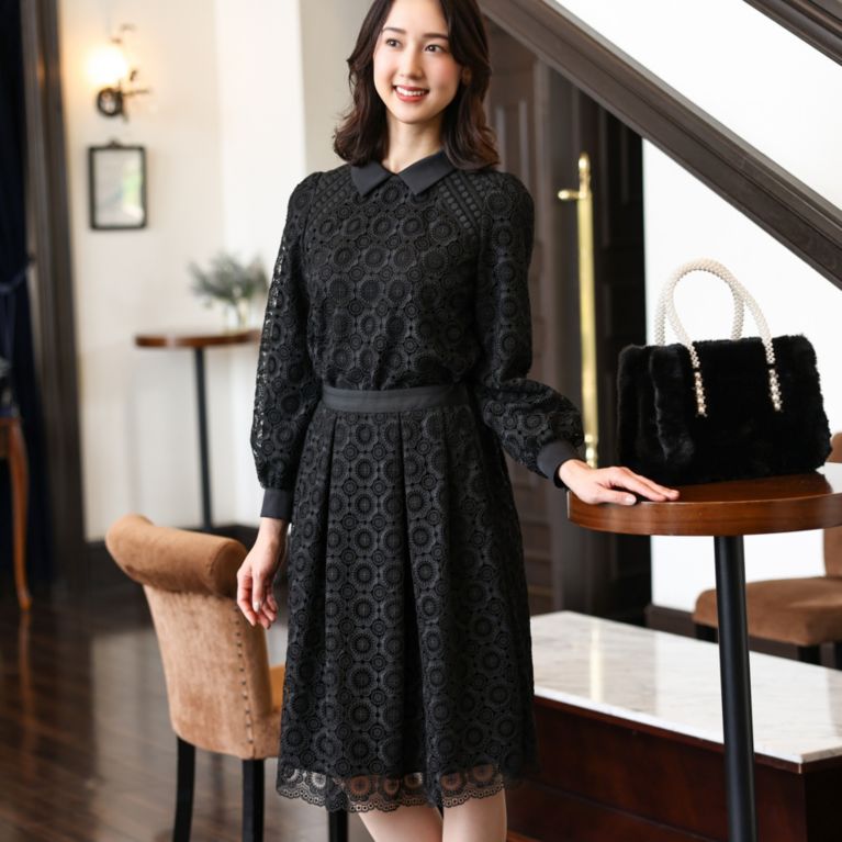 【TO BE CHIC】 ケミカルレース スカート ブラック