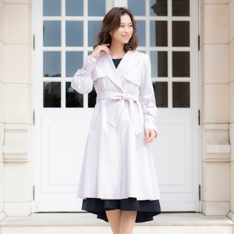 【TO BE CHIC】 【L】綿ナイロンツイルラップコート ピンク