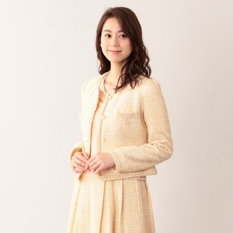 41%OFF！SALE＜三陽商会＞【トゥー ビー シック(TO BE CHIC)】【L】【Platine】ファンシーツイードジャケット ベージュ 送料無料 ＆ 定価 79920円から 32400円値引！