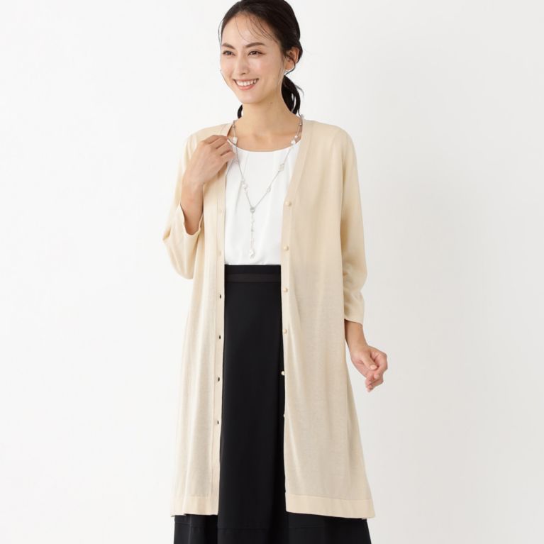 【TO BE CHIC】 【L】アセテートコットン ロングカーディガン ベージュ