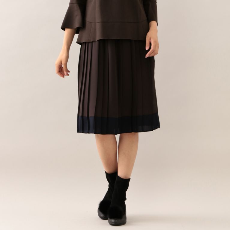 【TO BE CHIC】 【L】ノルディスジョーゼットプリーツスカート ブラウン