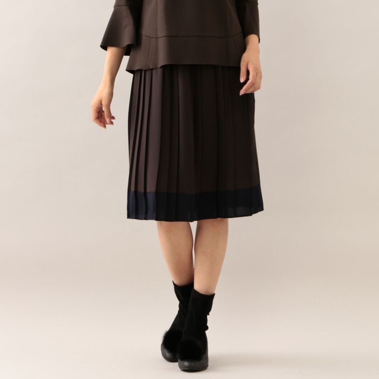 52%OFF！SALE＜三陽商会＞【トゥー ビー シック(TO BE CHIC)】【L】ノルディスジョーゼットプリーツスカート ブラウン 送料無料 ＆ 定価 33480円から 17280円値引！画像