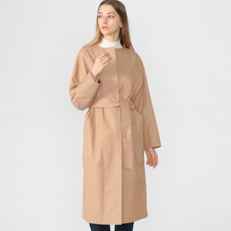 【MACKINTOSH LONDON WOMEN】 ギャバジンノーカラーレインコート ベージュ