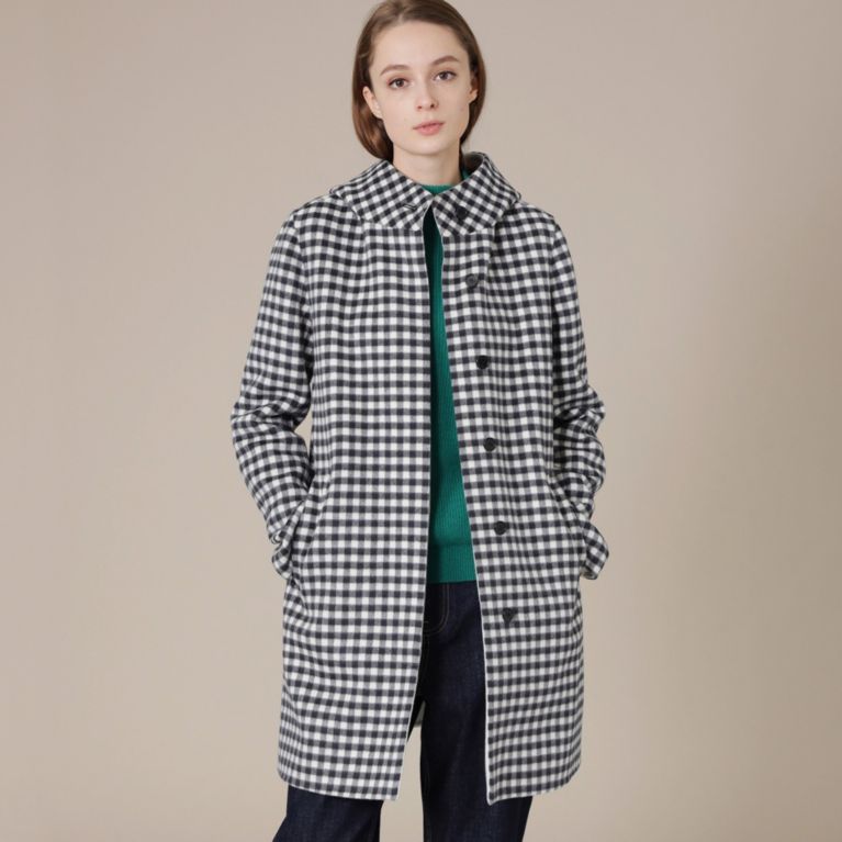 【MACKINTOSH LONDON WOMEN】 リバーチェックウールコート ホワイト