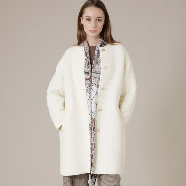 【MACKINTOSH LONDON WOMEN】 ニッティングキルトコート ホワイト