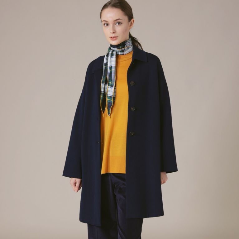 【MACKINTOSH LONDON WOMEN】 ダブルフェイスファインニットウールコート ネイビー