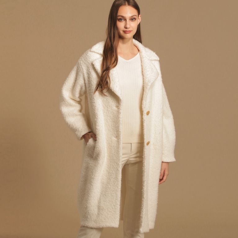 【MACKINTOSH LONDON WOMEN】 ウールシルクループニットコート ホワイト