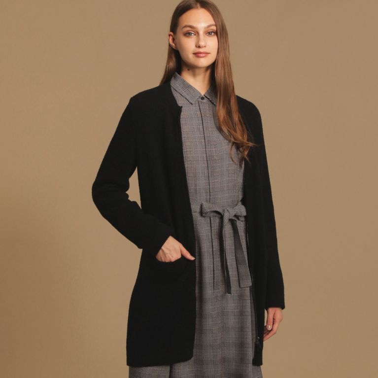 【MACKINTOSH LONDON WOMEN】 ジップアップロングニットジャケット ブラック