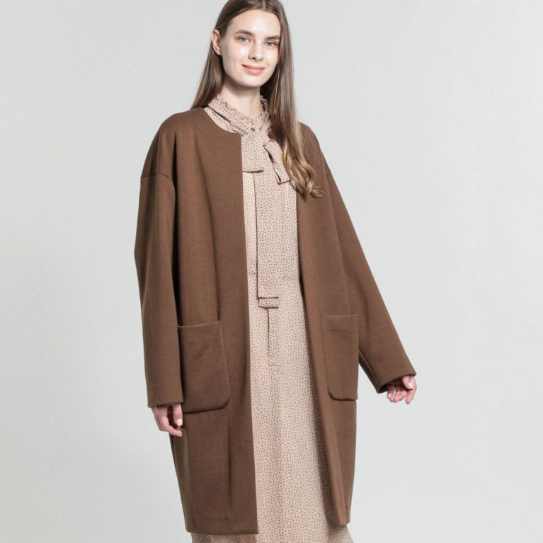 【MACKINTOSH LONDON WOMEN】 ダブルフェイスウールニットコート ブラウン