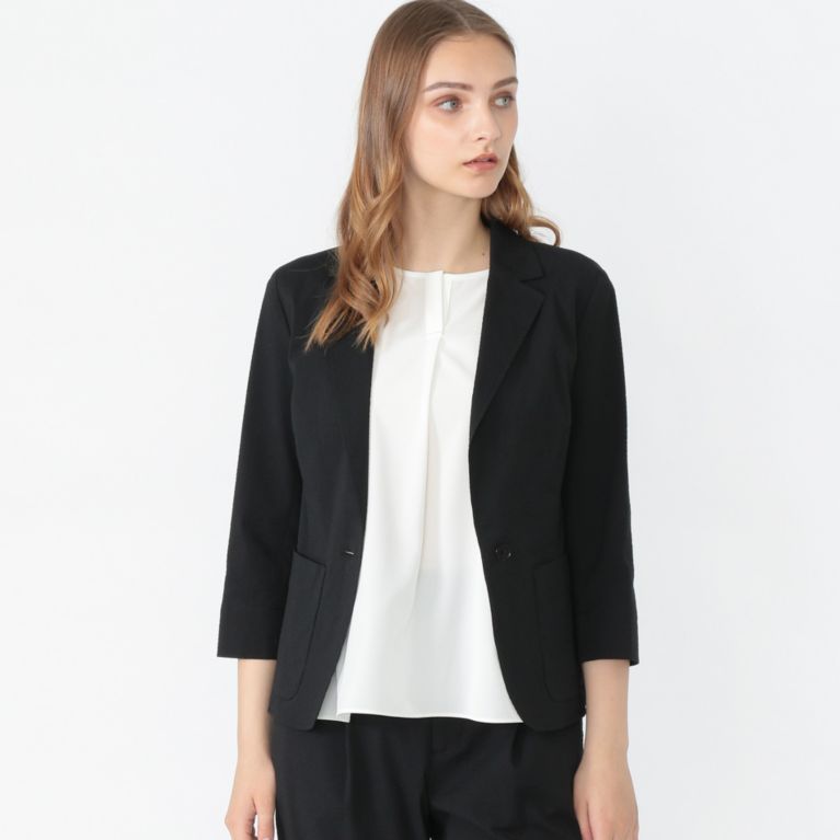 【MACKINTOSH LONDON WOMEN】 コットンナイロンシアサッカージャケット ブラック