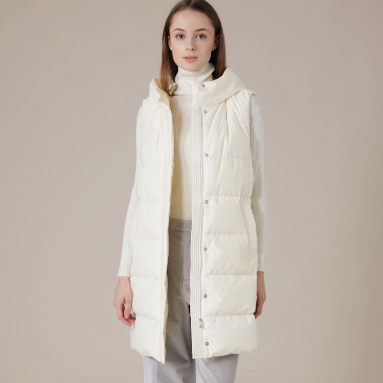 【MACKINTOSH LONDON WOMEN】 コットンナイロンタフタダウンベスト ホワイト