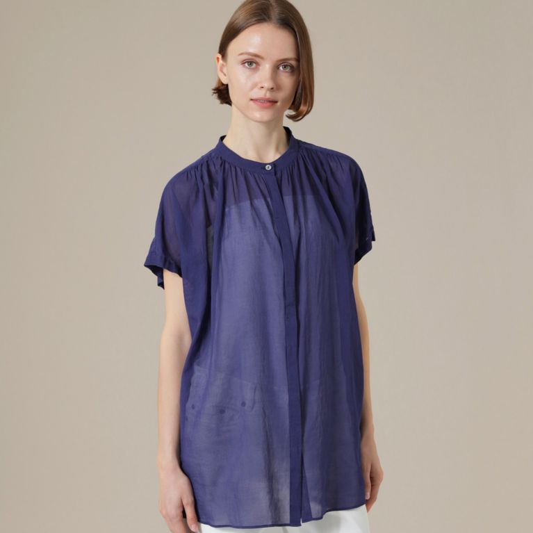 【MACKINTOSH LONDON WOMEN】 コットンボイルストライプブラウス ブルー