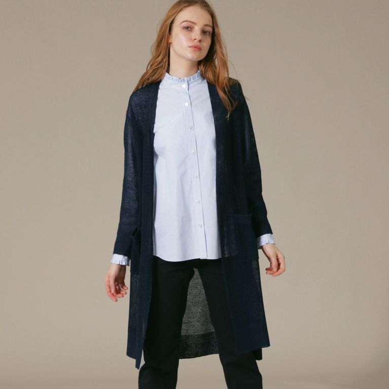 【MACKINTOSH LONDON WOMEN】 グレーズ麻ニットロングカーディガン ネイビー