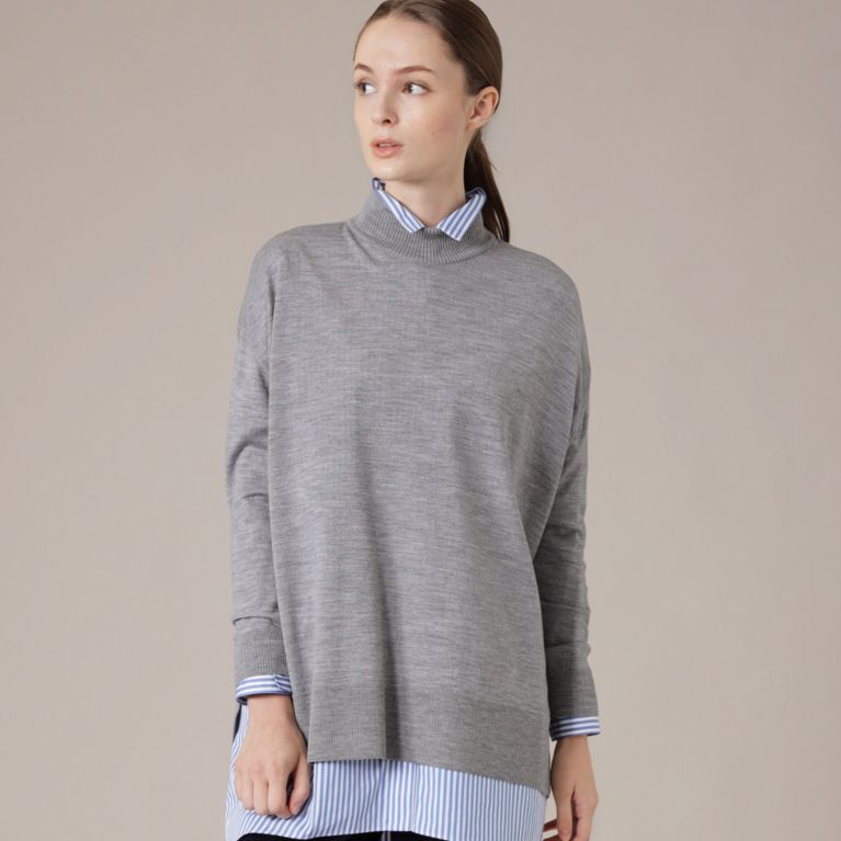 【MACKINTOSH LONDON WOMEN】 スーパーファインウールハイネックニットプルオーバー グレー