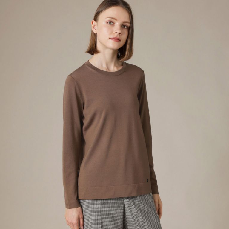 【MACKINTOSH LONDON WOMEN】 リアスリックニットクルーネックプルオーバー ブラウン