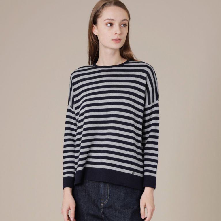 【MACKINTOSH LONDON WOMEN】 ウールシルクカシミヤニットプルオーバー ネイビー