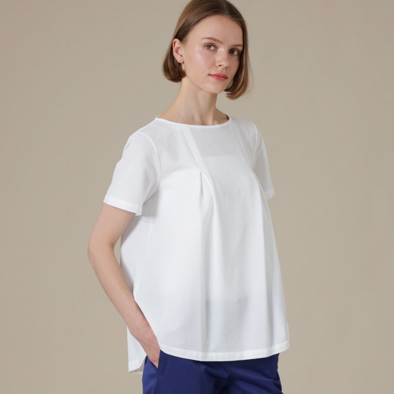 【MACKINTOSH LONDON WOMEN】 ハイゲージニットサッカープルオーバー ホワイト