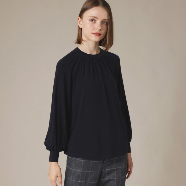 【MACKINTOSH LONDON WOMEN】 【SUPER FINE LAB.】フラッフィージャージーギャザーネックプルオーバー グレー