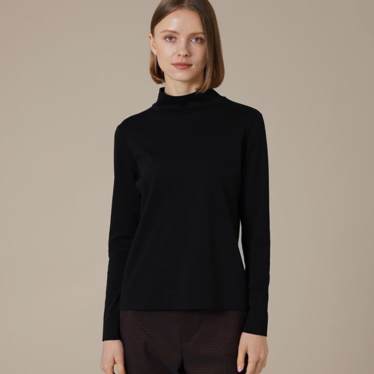 【MACKINTOSH LONDON WOMEN】 【SUPER FINE LAB.】パウダーシュガーコットンタートルネックプルオーバー ブラック