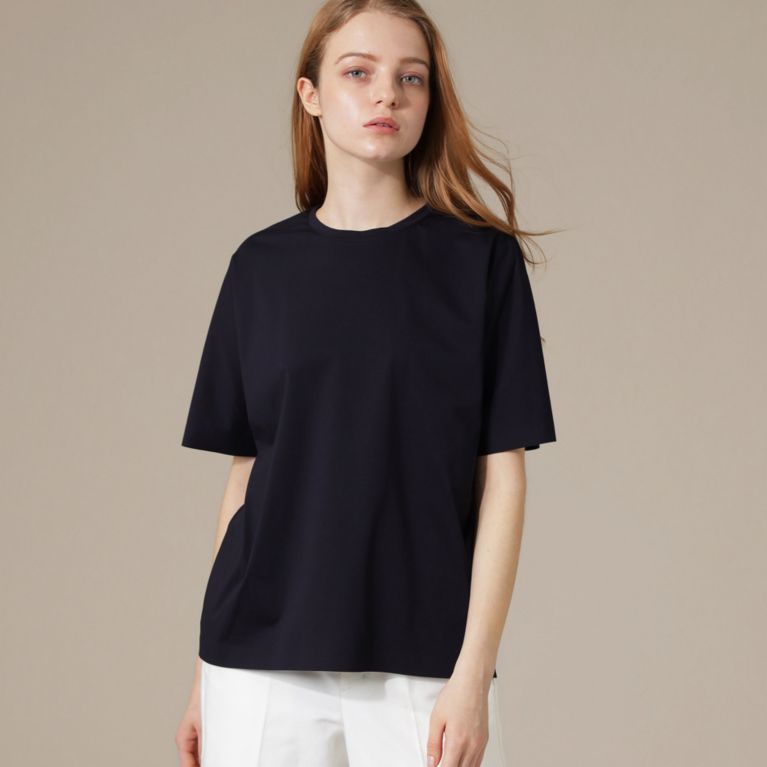 【MACKINTOSH LONDON WOMEN】 【The Essential Collection】プレーティング天竺リラックスTシャツ ネイビー