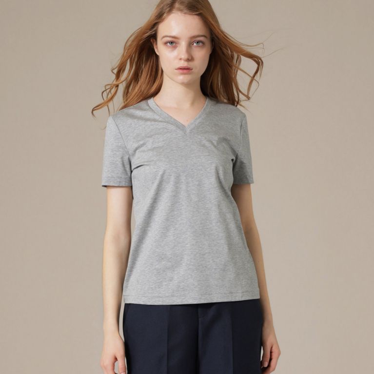 【MACKINTOSH LONDON WOMEN】 【The Essential Collection】スーピマコットンＶネック半袖Tシャツ グレー