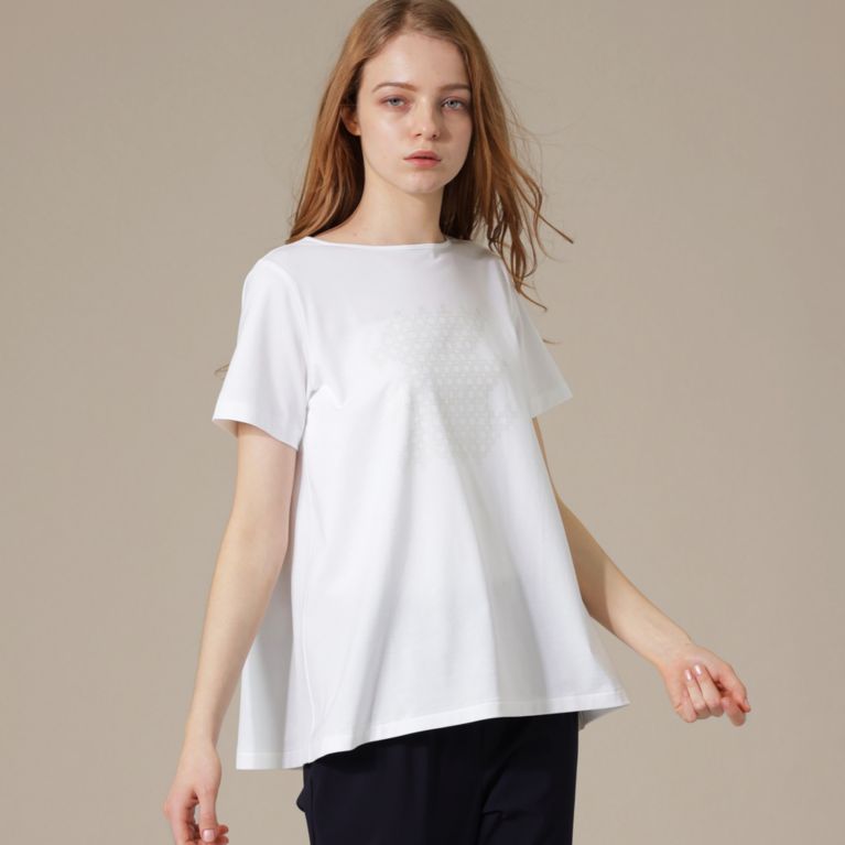 【MACKINTOSH LONDON WOMEN】 フォイルドットアンドリュープリントTシャツ ホワイト