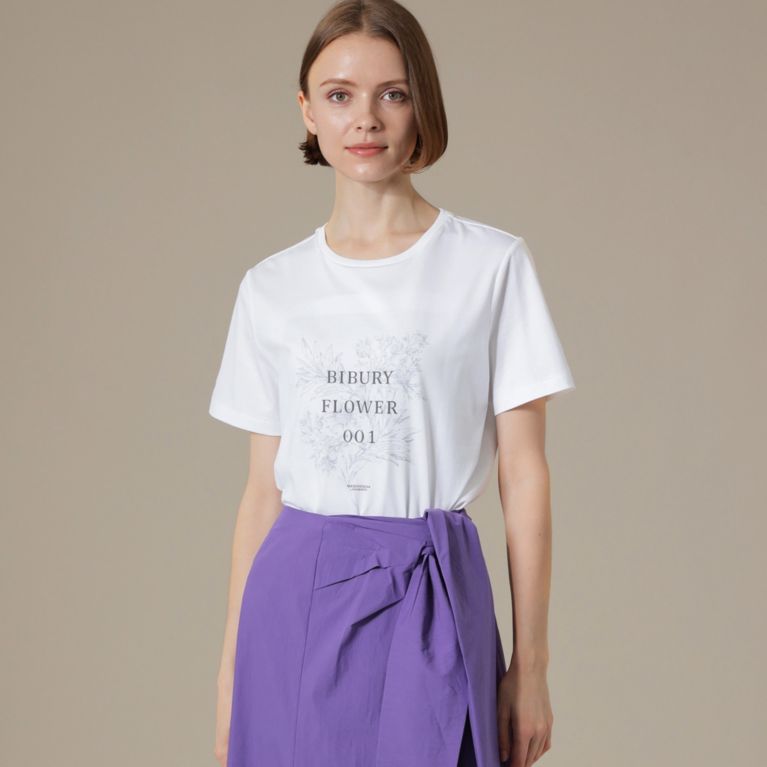 【MACKINTOSH LONDON WOMEN】 【BIBURY FLOWER】001プリントTシャツ ホワイト