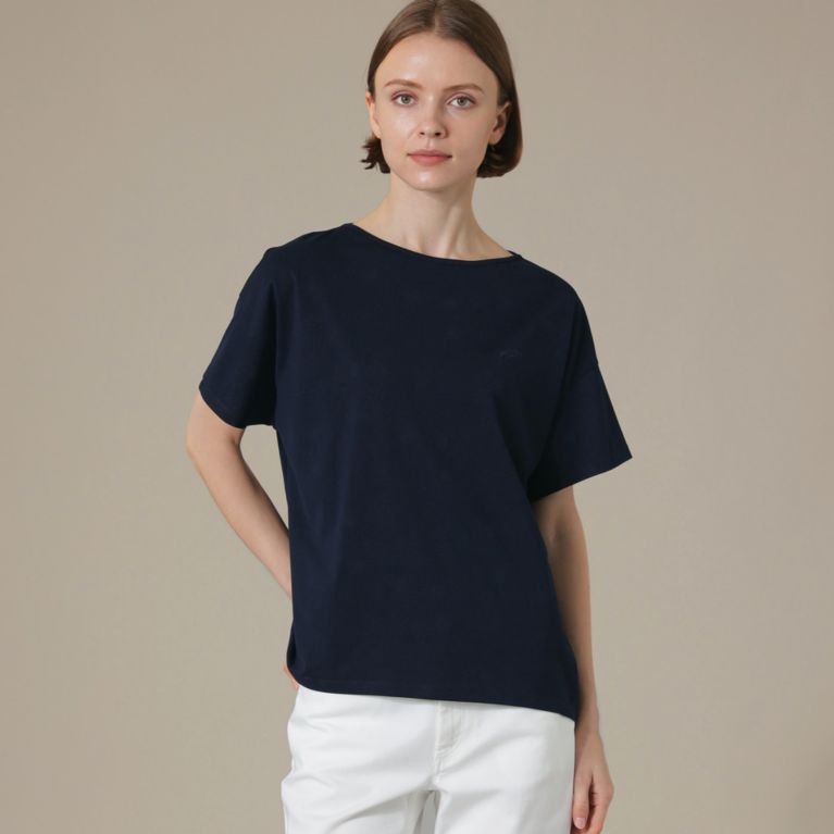 【MACKINTOSH LONDON WOMEN】 ドローイングドットバイブリープリントTシャツ ネイビー