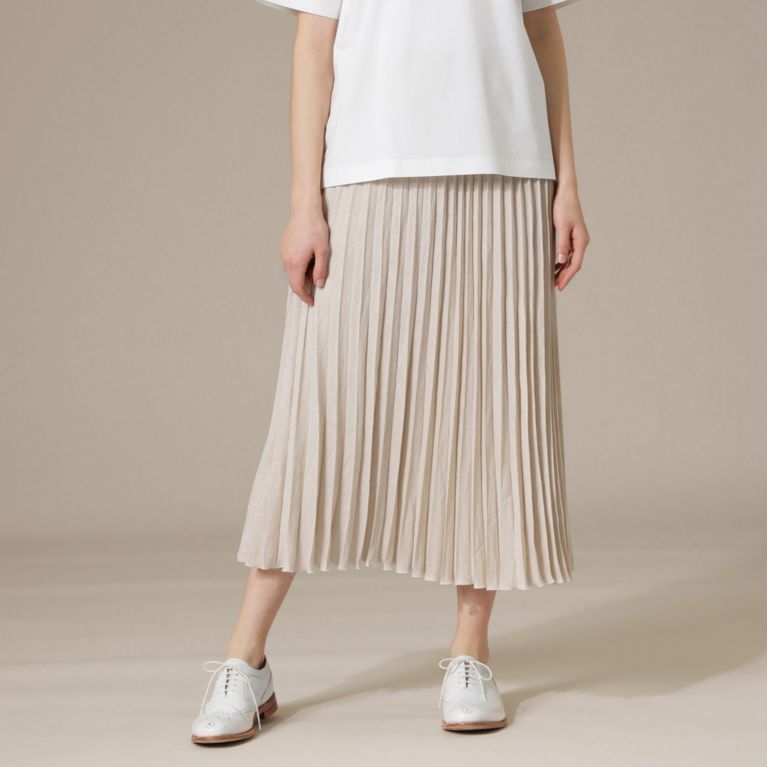 【MACKINTOSH LONDON WOMEN】 フレンチ麻プリーツスカート ベージュ